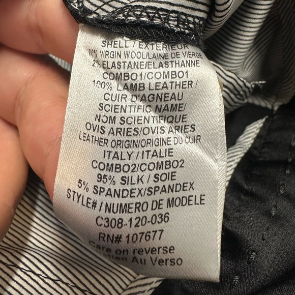 Alice + Olivia Wide Leg Wool with Lamb Leather Trim Trouser Pants Sz 4 - Picture 6 of 8